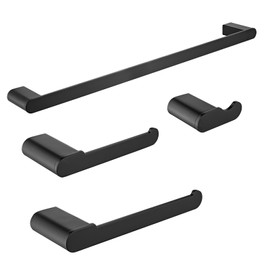 Bathroom Hardware Set, 4-Piece Black Towel Rack Towel Holder Toilet Paper Holder Towel Hooks Wall Mounted Towel Bar Stainless Steel Towel Racks, Matte Black Towel Rack Set, 23 inch