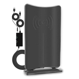 DAN33B Indoor HD Antenna, TV Antenna, Terrestrial Digital Antenna, Tabletop TV Antenna, F-Type, Terrestrial Digital, UHF, VHF with Booster, Reception Range: 264.2 miles (120 km) USB Type (Blue)