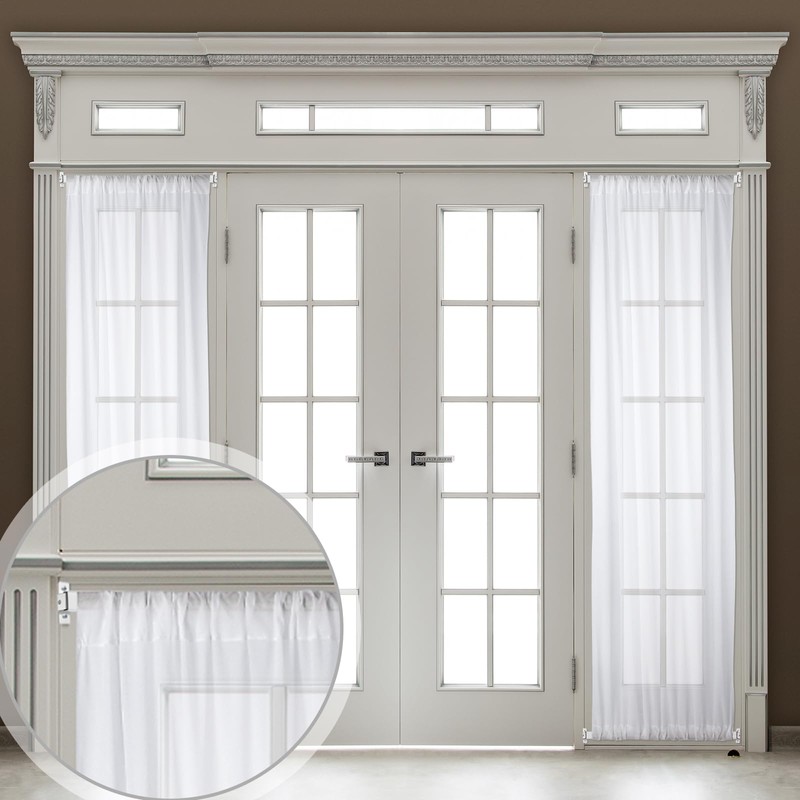 DoubleFill 4PCS sidelight curtain rods 8" - 12" flat curtain