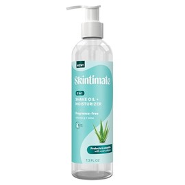 Skintimate Skintimate 2-in-1 Shave Oil & Moisturizer, Fragrance Free, 7.3oz | Shaving Oil, After Shave for Women Bikini Area Moisturizer with Vitamin E and Aloe, Shaving Cream Alternative, 7.3 fl oz