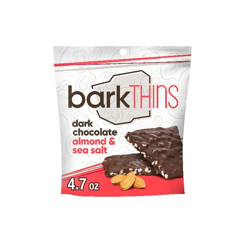 barkTHINS Dark Chocolate, Almond and Sea Salt Snacking Chocolate Bags,
