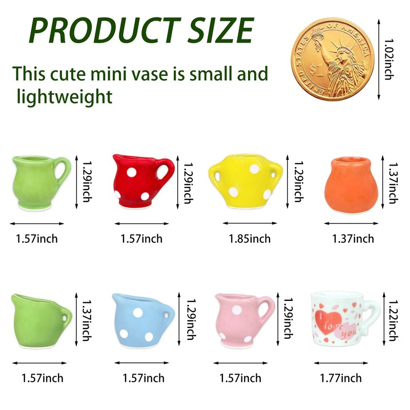 8 Pack Mini Vase Magnets for Fridge - DIY Flower