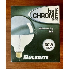 Bulbrite Half Chrome G-40 Large Inconsistent 60w 120V Bulb Bulbrite. Boxed New Old Stock