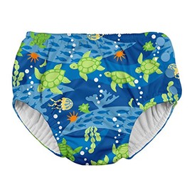 i Play. Baby Boys Snap Reusable Absorbent Swimsuit Diaper, Royal Blue Turtle Journey, 24mo