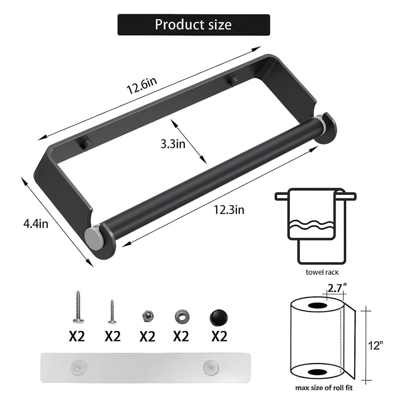 Aheucndg Under Cabinet Paper Towel Holder, Self Adhesive Wall Mount