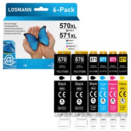 LOSMANN Printer Cartridges Compatible with Canon PGI-570 XL CLI-571 XL for PIXMA TS5050 MG5700 MG5750 TS5055 MG6850 MG5753 MG6852 TS5051 TS6051 MG5751 MG6853 TS6055 0 TS5053 TS6052 MG5752 MG6851
