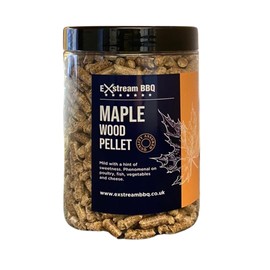 Exstream BBQ Smoking Pellets X1 Litre Jar, Premium Quality, 10 Natural Flavours for Wood Fired Ovens and Grills. (Maple Wood)