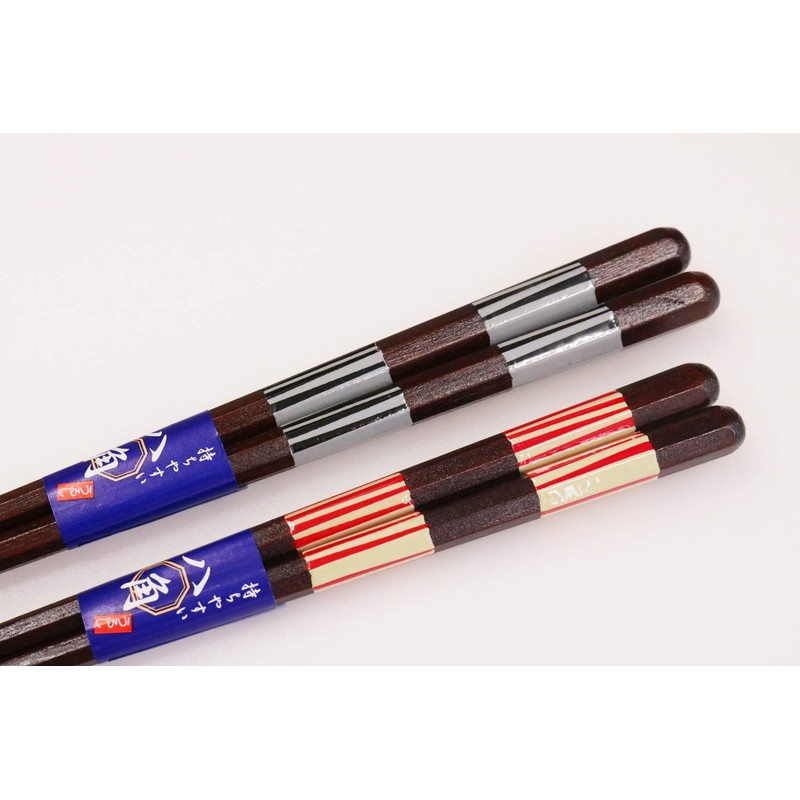 Ishida Painted Chopsticks Octagonal Vertical Stripe, Made in Japan, 8.9