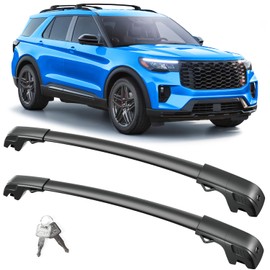 FengYu 300lb Roof Rack Cross Bars Compatible with Ford Explorer 2020 2021 2022 2023 2024 2025 2026, Lockable Heavy Duty Aluminum Roof Rails Crossbars Cargo Bars Canoe Rooftop Black Carrier Luggage