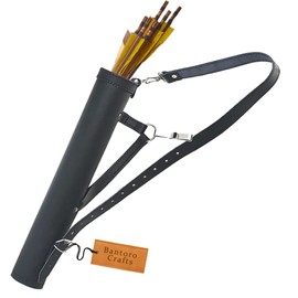 Black Leather Quiver Traditional Leather Archery Quiver Arrow Holder Waist/Hip Hanging Shoulder Bag Shooting Hunting Shoulder Strap Adjustable Waist Bag