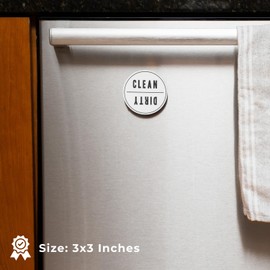 Clean Dirty Dishwasher Magnet Sign | Stylish and Functional Kitchen Decor Sign | Strong Non-Scratching Magnet on back | Easy to Use with a Rotatable Design that is Easy to Read | Measures 3x3 Inches