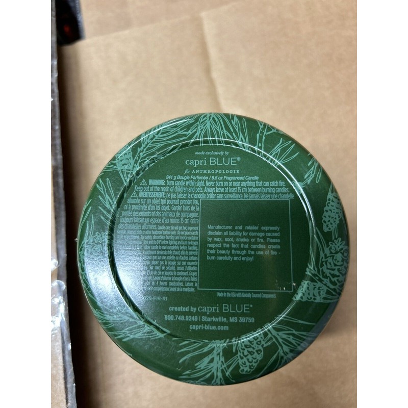 Anthropologie Capri Blue Fir & Firewood Candle 8.5 Oz Anthropologie