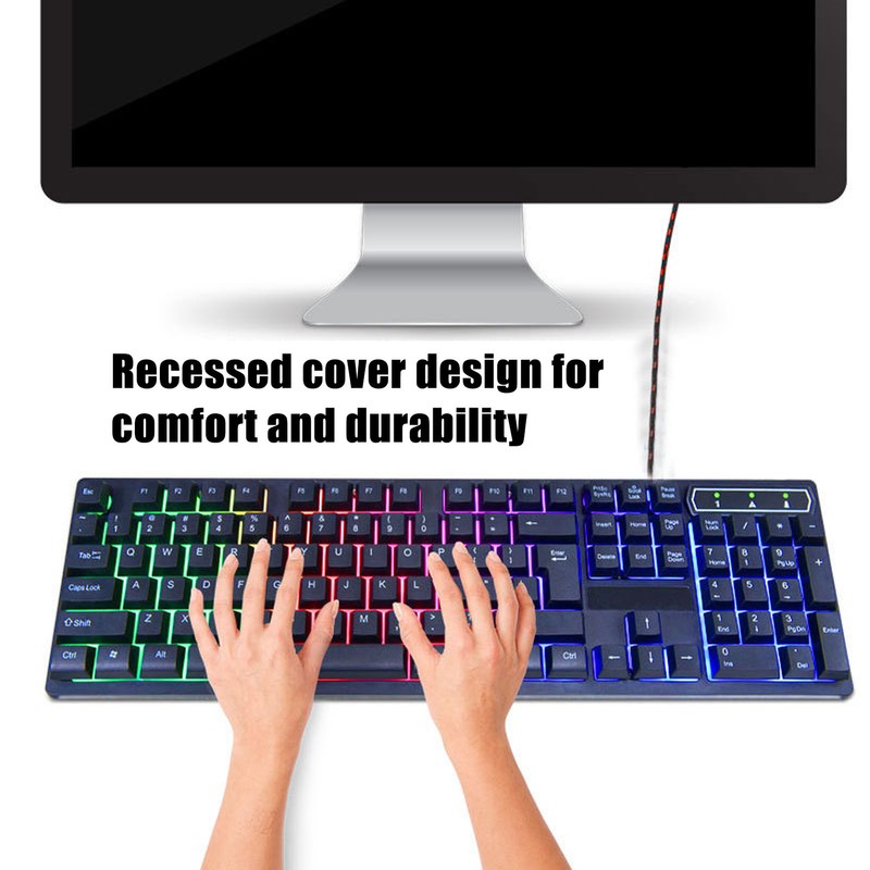 Keyboard Colorful Light Stable 104keys Suspended Keycap Wired Mechanical Gaming