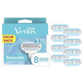 Gillette Venus Smooth Womens Razor Blade Refills, 8 Count, Lubracated