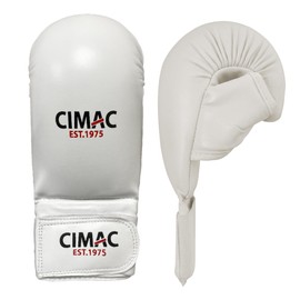 CIMAC Competition Karate Mitts with Thumb - Junior, White - Protects Your Hands During Training and Sparring, Lightweight & Durable, with Injection-Moulded Foam Padding