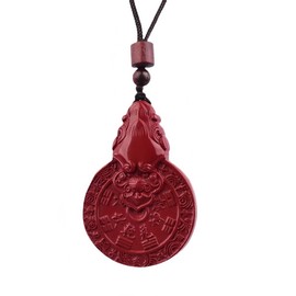 Chiorgone Cinnabar Feng Shui Wealth Amulet Necklace – Mountain Ghost Coin Pendant with Pi Xiu for Prosperity, Unique Gift for Good Luck.