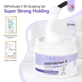 SAVILAND 60 g 3D Nail Gel: White Sculpting Gel Strong Molding 3D Gel Nail Art Sculpture No Wipe for Extension Nail Non Sticky Nail Art Gel 3D Modeling Nail Art DIY At Home SSproSculpt X