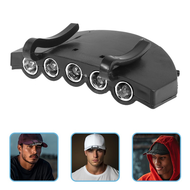 OSALADI 5 LED Clip-On Head Hat Light Cap Lamp Headlight