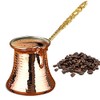 Copper Turkish Coffee Pot, Greek Arabic Coffee Maker, Handmade Ottoman Hammered Cezve with Brass Handle, Jezve Ibrik Briki for the Stove Top (6.5 fl oz)