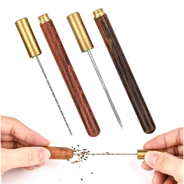 【2-Pack】Cigar Draw Enhancer Tool & Nubber, Sangle Sopffy Cigar Draw with Wooden Case.