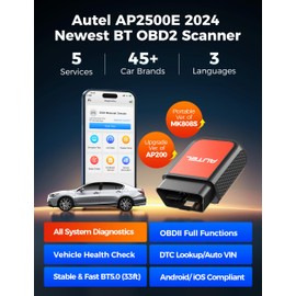 Autel AP2500E OBD2 Scanner Bluetooth Code Reader, Upgraded of AP200, OBDII Scanner All-System Diagnostic Tool, CAN FD, 5 Hot Resets, AutoVIN, Check Engine Light, Car Code Reader for Android/iOS