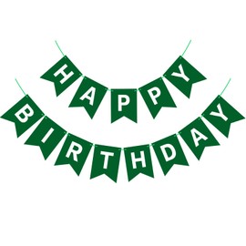 Waenerec Dark Green Happy Birthday Banner Sign Birthday Bunting Banner Garland for Kids Girl Woman Birthday Tea Party Decorations Bunting Flag Birthday Party Supplies