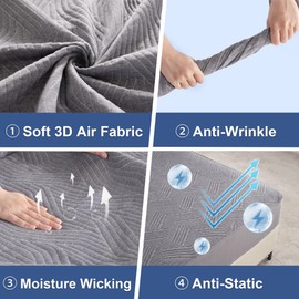 Eiayeebil Waterproof Twin XL Size Mattress Protector, Antistatic Anti-Wrinkle Cooling Mattress Pad, 3D Air Fabric Noiseless Bed Cover Machine Washable 8"-21" Deep Pocket, Grey