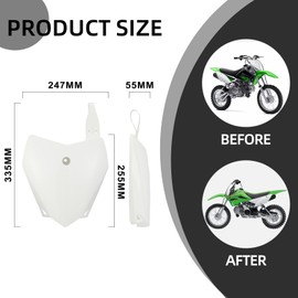 BAOUFF Plastics Kit for KLX110,Motorcycle Fairing Body Work Set Mudguard with Number Plate for Pit Bike KLX110/KLX 110 2010-2025,KLX110L/KLX 110L 2010-2024