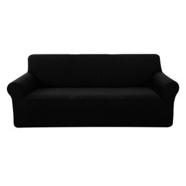 U-NICE HOME Stretch Couch Cover Sofa Cover Sofa Slipcover Furniture Protector for 3 Cushion Couch Sofa Pet Friendly(Sofa, Black)