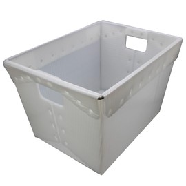 Flipside Products 18.25" x 13.25" x 11.6" Translucent Plastic Storage Postal Tote, Metal Reinforced Rim, Natural, Corrugated, Container Mail - 2 Pack