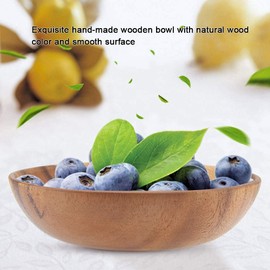 Nimoa Wooden Bowl, Solid Acacia Wooden Bowl for Salad, Soup, Rice, Handmade Wooden Bowl, Kitchen Utensils (20 x 4.5 cm)