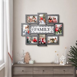 Jerry & Maggie Family Photo Frame 22x17, Family Picture Frames Collage Wall Decor, 9 Opening 4x6 Picture Frames Family, Wall Hanging For 6x4 Photos 8 Pack Ashes, Required Assembly
