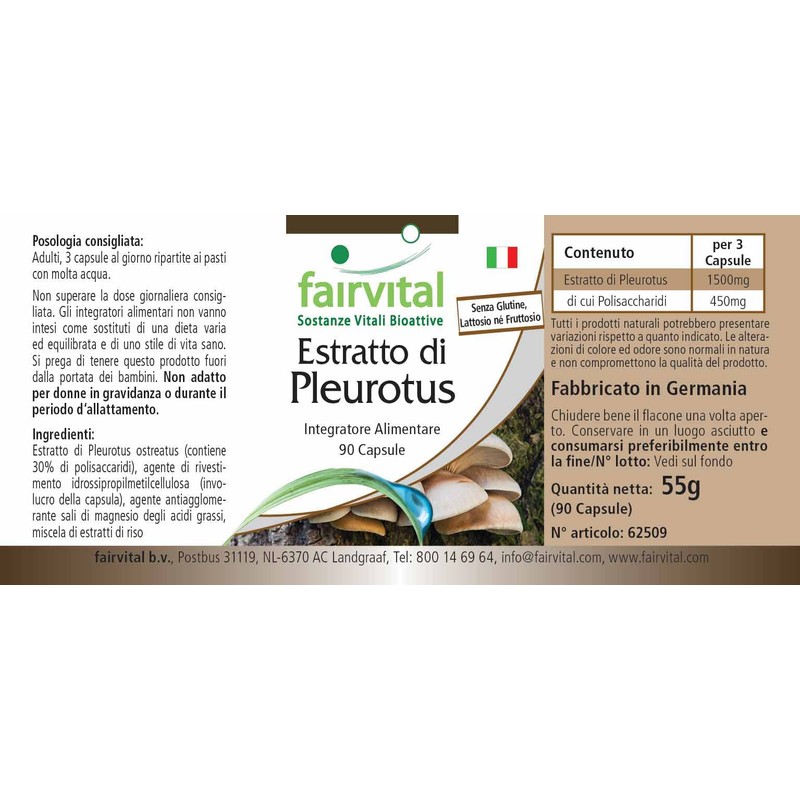 Fairvital Pleurotus Extract 500 mg - High Dose - Pleurotus