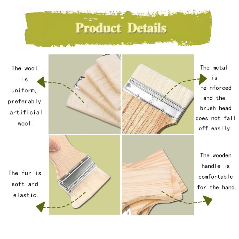 ZBJBinCH Wide Flat Paint Brush with Maple Handle, Flat Paddle