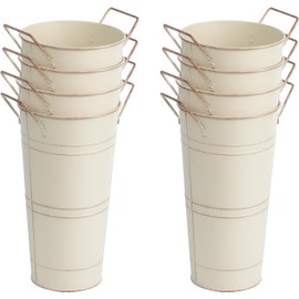 Notakia - Jarrones de Metal galvanizado de 10.62 Pulgadas para Flores Cortadas para decoración del hogar y decoración de Mesa de Boda (8 Piezas Beige Mediano)