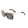 Gazelle Phenom Square Oversized Aviator Sunglasses (Black & Gold Frame,