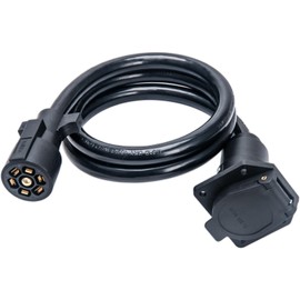 7 Pin Trailer Extension (4 Feet)- 7 Way Trailer Plug Extension- 7 Blade Trailer Plug Extension Double Prongs Connector for Gooseneck Hitch, Truck, Camper, RV