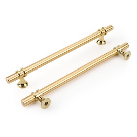 Rergy Cabinet Handles Drawer Pulls and Knobs, 10Pack Gold 8inch Hole Center, Kitchen Hardware for Dresser Handle Zinc Alloy Furniture Pull
