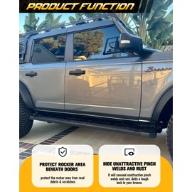 Broaddict Pinch Weld Cover Fit for Ford Bronco 4 Door 2021 2022 2023 2024 2025 2026 Trail Armor Rocker Guard Made of Aluminum