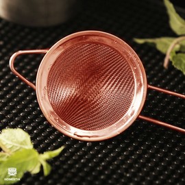 Homestia Cocktail Strainer Stainless Steel Fine Mesh Sieve Professional Bar Tool Conical Coffee Strainers with Long Handle Double Straining Utensil 3.3 inch, Rose
