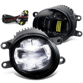 DNA MOTORING FL-ZTL-368-SM Pair of Bug-Eyed Style Projector LED Fog Lights Compatible with 10-13 4Runner / 12-20 Tacoma / 07-14 Camry / 09-13 Corolla,Smoked Lens
