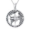 Compass Necklace for Men Women 925 Sterling Silver Compass World
