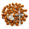Nazareth Store Carved Wood Beads Rosary Necklace Holy Soil Medal