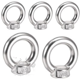 5 Stück 304 Augenmutter M8,Augenmutter 304 Edelstahl,Ösenmutter Ringmuttern,Hardware Ringösen,Ringmutter Zubehör,Ringschrauben Innengewinde,für Befestigen Sie hängende Blumentöpfe,Schaukelständer