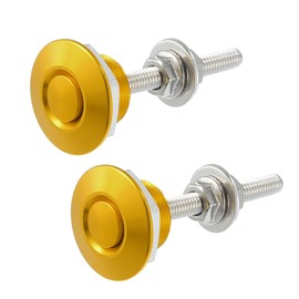 X AUTOHAUX Gold Tone Bumper Lock Latch Hood Pin Lock Push Button Bonnet - 2 Pcs