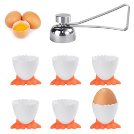 SIYINGSAERY 7 PCS Egg Cups Novelty Easter Egg Holder Stand Egg Cups Set for Boiled Eggs