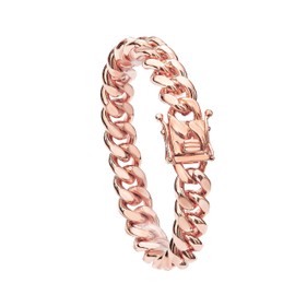 WinTrend Cuban Link Chain Necklace or Bracelet with Design Box Clasp for Men 10MM/14MM Rose Gold Stainless Steel Hip Hop Miami Curb Chains 7.5-30 inch(10MM, 9.5")