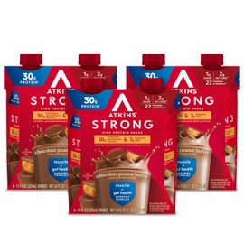 Atkins Atkins Strong High Protein Shake, Chocolate Peanut Butter, 30g Protein, 7g Prebiotic Fiber, Muscle & Gut Health Support Complex, 12 Count