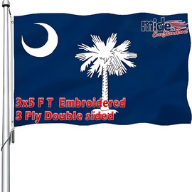 VOLTA Embroidered Double Sided South Carolina State Flag 3x5 Feet, Outdoor Heavy Duty 3-Ply Durable Polyester South Carolina State Flag with Canvas Header/Brass Grommets for Indoor and Outdoor Decoration