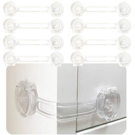 8 Pack Child Safety Locks for Drawers Cabinets Refrigerators Doors, Baby Proofing Cabinet Locks, Child Proof Door Lock, Transparent & Durable PP Plastic
